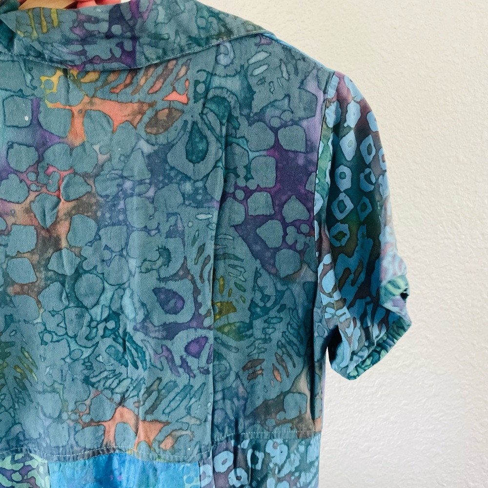 Vintage Winter Sun Button Front Patchwork Midi / … - image 8